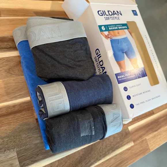 Gildan Boxer Briefs [5]-Pack - Light Blue, Black, Gray - Picture 2 of 9